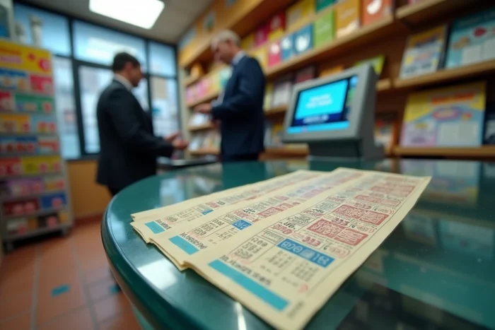Tickets EuroMillions et codes My Million étalés sur le comptoir d'un bureau de tabac